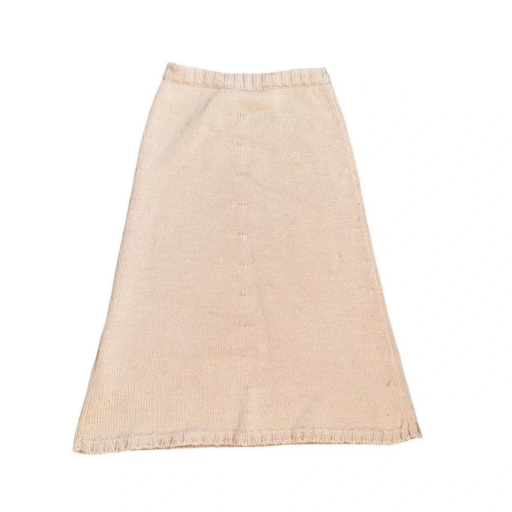 Peresteso Knit Skirt Women Small Beige 100% Virgin Wool Italy A-Line Good